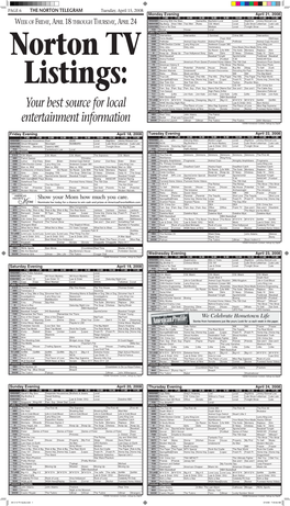 06 4-15 TV Guide.Indd 1 4/15/08 7:49:32 AM