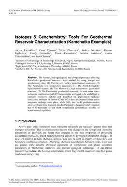 Isotopes \&Amp\; Geochemistry: Tools for Geothermal Reservoir