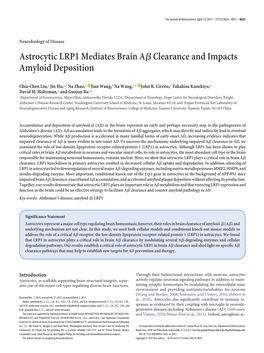 Astrocytic LRP1 Mediates Brain Aßclearance and Impacts Amyloid