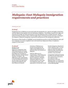 East Malaysia Immigration Requirements and Practices