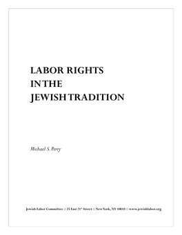 Labor Rights in the Jewish Tradition