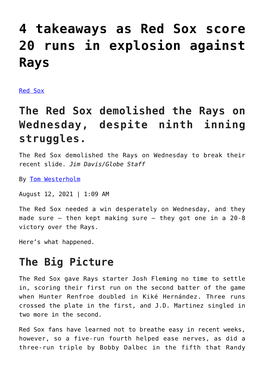 4 Takeaways As Red Sox Score 20 Runs in Explosion Against Rays