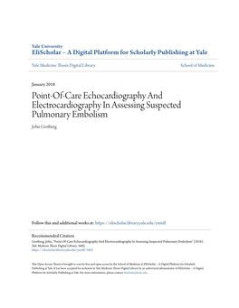 Point-Of-Care Echocardiography and Electrocardiography in Assessing Suspected Pulmonary Embolism John Grotberg