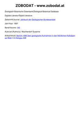 Bericht 1996 Über Geologische Aufnahmen in Den Nördlichen Kalkalpen Auf Blatt 114 Holzgau 308 ©Geol