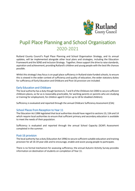 Pupil Place Planning and School Organisation 2020-2021