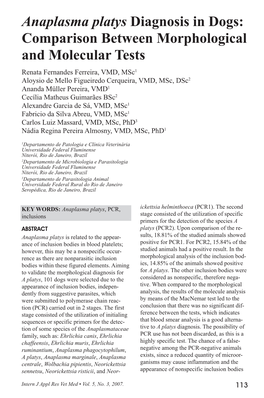 Anaplasma Platys Diagnosis in Dogs