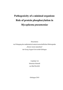 Role of Protein Phosphorylation in Mycoplasma Pneumoniae