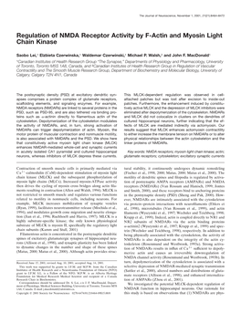 Regulation of NMDA Receptor Activity by F-Actin and Myosin Light Chain Kinase