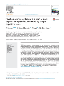 Psychomotor Retardation Is a Scar of Past Depressive Episodes, Revealed by Simple Cognitive Tests