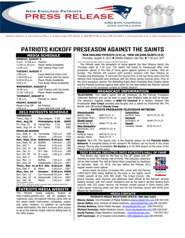 Patriots Kickoff Preseason Against the Saints