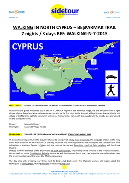 BEŞPARMAK TRAIL 7 Nights / 8 Days REF: WALKING-N-7-2015