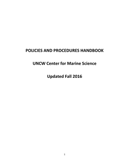 POLICIES and PROCEDURES HANDBOOK UNCW Center For