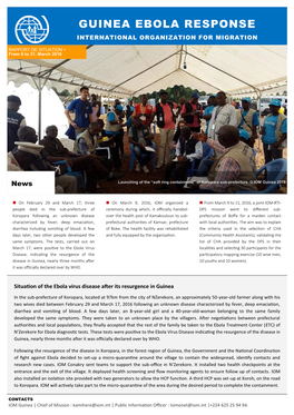 IOM Guinea Ebola Response Situation Report, 8-31 March 2016
