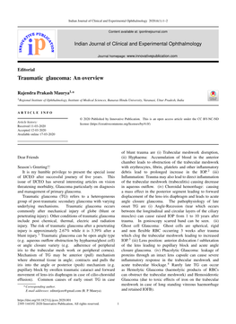 Traumatic Glaucoma: an Overview