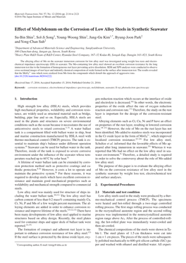 Effect of Molybdenum on the Corrosion of Low Alloy Steels in Synthetic Seawater