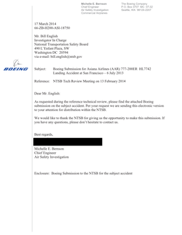 Boeing Submission for Asiana Airlines (AAR) 777-200ER HL7742 Landing Accident at San Francisco – 6 July 2013