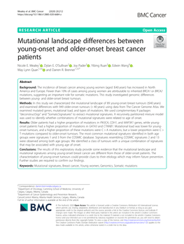 Mutational Landscape Differences Between Young-Onset and Older-Onset Breast Cancer Patients Nicole E