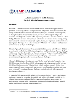 Albania's Journey to Self Reliance & the U.S. Albania Transparency Academy