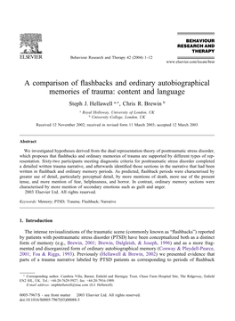 A Comparison of Flashbacks and Ordinary Autobiographical