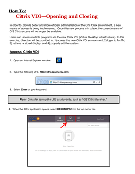 Citrix VDI—Opening and Closing