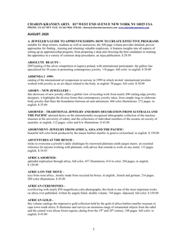 CHARON KRANSEN ARTS 817 WEST END AVENUE NEW YORK NY 10025 USA PHONE: 212 627 5073 FAX: 212 663 9026 EMAIL: Charon@Charonkransenarts.Com