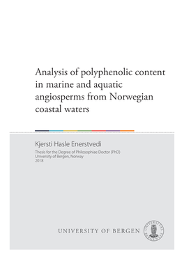 Analysis of Polyphenolic Content in Marine and Aquatic Angiosperms from Norwegian Coastal Waters