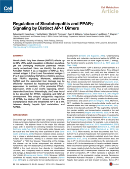 Regulation of Steatohepatitis and PPARΓ Signaling