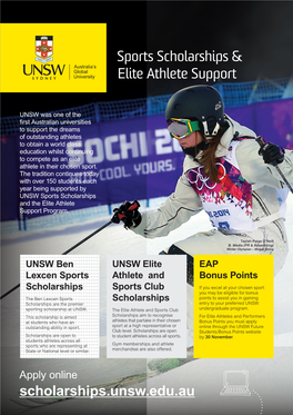 Scholarships.Unsw.Edu.Au Sports Scholarships Elite Athlete Support
