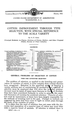 Cotton Improvement Through Type Selection, with Special Reference to the Acala Variety