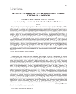 Occurrence, Alteration Patterns and Compositional Variation of Perovskite in Kimberlites