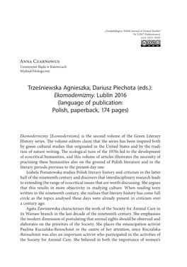 Trześniewska Agnieszka, Dariusz Piechota (Eds.): Ekomodernizmy