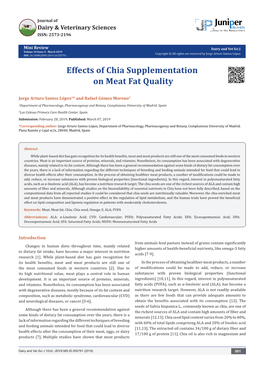 Effects of Chia Supplementation on Meat Fat Quality