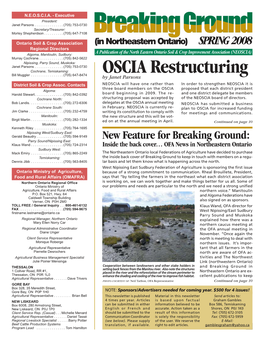 OSCIA Restructuring by Janet Parsons District Soil & Crop Assoc