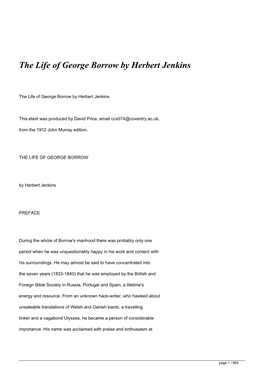 The Life of George Borrow by Herbert Jenkins&lt;/H1&gt;