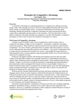 Strategies for Competitive Advantage Cole Ehmke, M.S