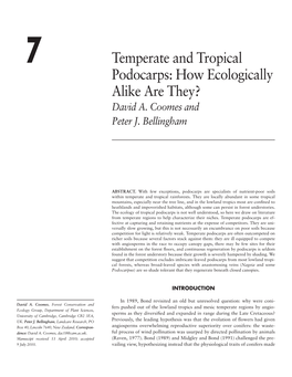Temperate and Tropical Podocarps: How Ecologically Alike Are They? David A