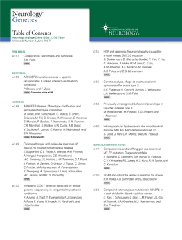 Table of Contents Neurology.Org/Ng  Online ISSN: 2376-7839 Volume 3, Number 3, June 2017