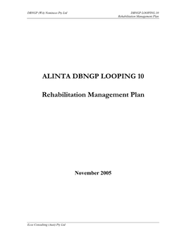 ALINTA DBNGP LOOPING 10 Rehabilitation Management Plan