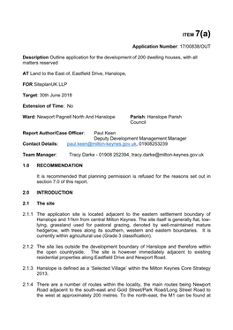 17/00838/OUT Description Outline Application for the Development Of