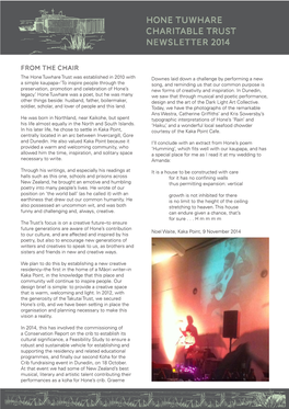 Hone Tuwhare Charitable Trust Newsletter 2014 from the Chair