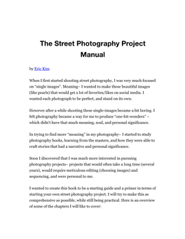 Street Photography Project Guide