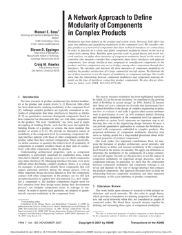 A Network Approach to Define Modularity of Components In