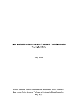 Living with Suicide: Collective Narrative Practice with People Experiencing Ongoing Suicidality