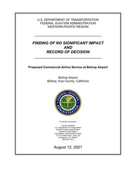 Proposed Commercial Airline Service at Bishop Airport