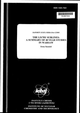 THE L5178Y SUBLINES: a SUMMARY of 40 YEAR STUDIES in WARSAW Irena Szumiel