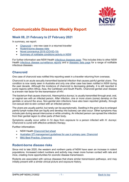 Communicable Diseases Weekly Report