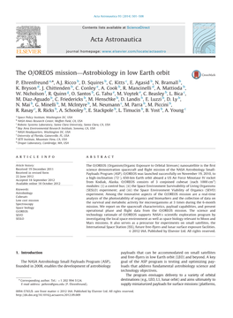 The O/OREOS Mission—Astrobiology in Low Earth Orbit