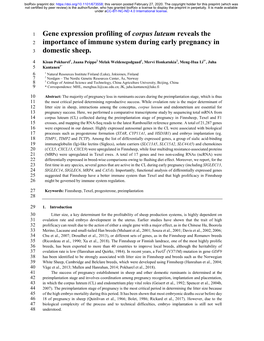 Gene Expression Profiling of Corpus Luteum Reveals the Importance Of