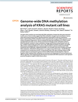 Genome-Wide DNA Methylation Analysis of KRAS Mutant Cell Lines Ben Yi Tew1,5, Joel K