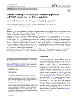 Mutation Screening of the USH2A Gene in Retinitis Pigmentosa and USHER Patients in a Han Chinese Population